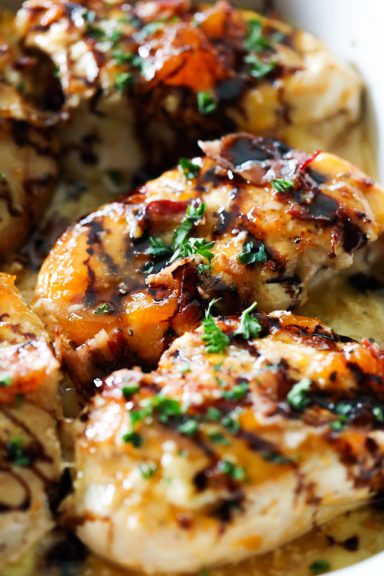 Apricot Chicken with Brie Cheese and Bacon