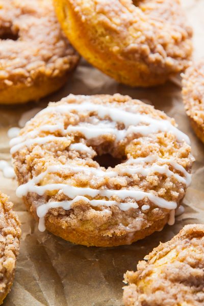 Coffee Cake Donuts With Vanilla Glaze