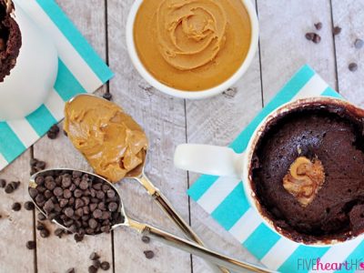 One-Minute Chocolate Peanut Butter Mug Cake