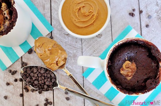One-Minute Chocolate Peanut Butter Mug Cake