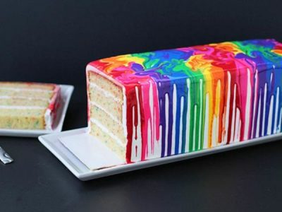 Melted Rainbow Cake