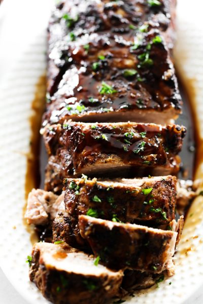 Slow Cooker Balsamic Glazed Pork Tenderloin