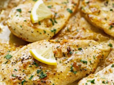 One Skillet Chicken With Lemon Garlic Cream Sauce