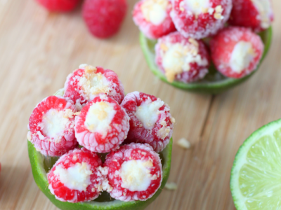 Frozen Key Lime Pie Raspberry Snack Bites