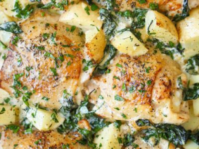 Chicken and Potatoes With Garlic Parmesan Cream Sauce