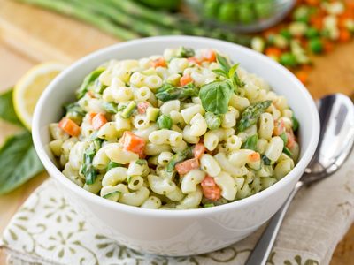 Macaroni Salad with Spring Vegetables and Creamy Lemon-Basil Dressing