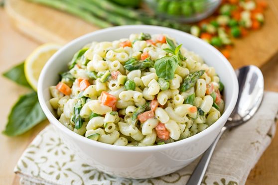 Macaroni Salad with Spring Vegetables and Creamy Lemon-Basil Dressing