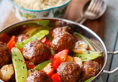 Sweet and Sour Asian Meatballs with Vegetables