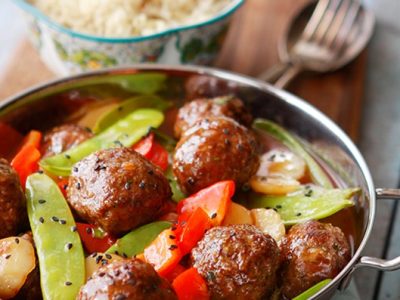 Sweet and Sour Asian Meatballs with Vegetables