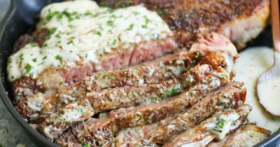 Steak With Garlic Parmesan Cream Sauce