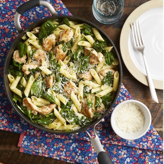 Chicken & Spinach Skillet Pasta With Lemon & Parmesan