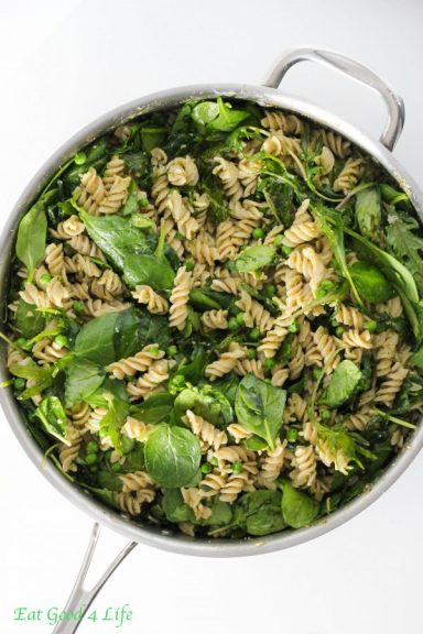 Gluten Free Kale And Spinach Pesto Pasta