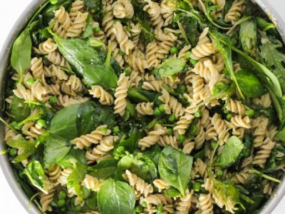 Gluten Free Kale And Spinach Pesto Pasta