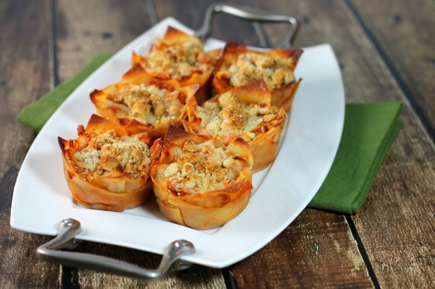 Chicken Parmesan Wonton “Cupcakes”