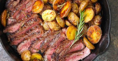 Skillet Steak With Rosemary Roasted Potatoes