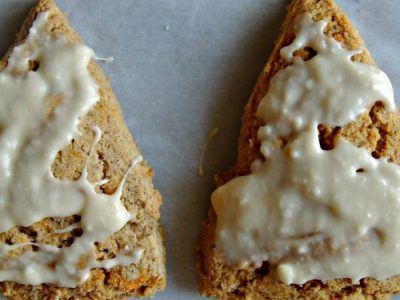 Carrot Cake Scones with Maple Cream Cheese Icing {Gluten Free}