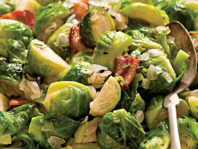 Sauteed Brussels Sprouts With Bacon & Onions