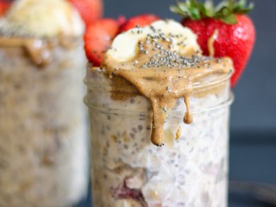Almond Butter, Strawberry & Banana Overnight Oats with Chia