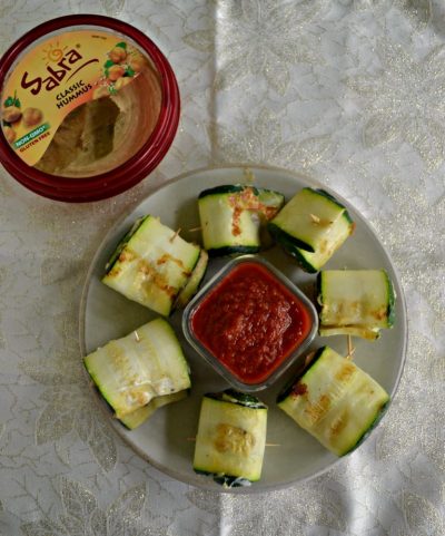 Zucchini Roll Ups With Hummus and Mozzarella