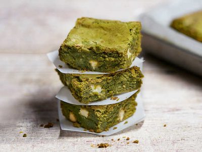 White Chocolate And Matcha Green-tea Brownies