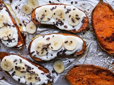 Roasted Sweet Potato and Yogurt Breakfast Boats