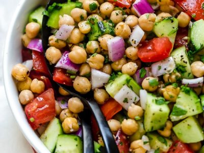 Chickpea Salad with Cucumbers and Tomatoes