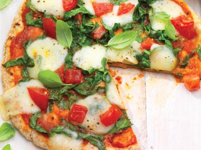 Personal Pizza With Garlic, Spinach & Mozzarella