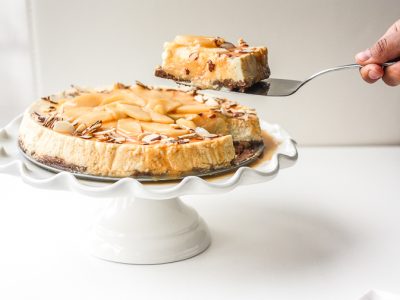 Healthier Caramel Apple Fall Cheesecake