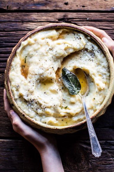 Crockpot Three Cheese Mashed Potatoes.