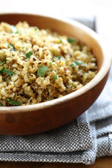 Roasted Cauliflower “Rice” with Garlic and Lemon