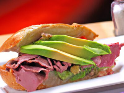 Satisfy your taste buds with this mouth-watering Roast Beef and Avocado Sandwich for lunch