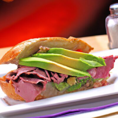 Satisfy your taste buds with this mouth-watering Roast Beef and Avocado Sandwich for lunch