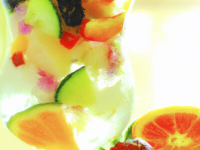 Refreshing Tropical Delight: A Refreshing Blend of Fruits and Sparkling Water