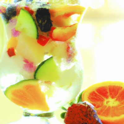 Refreshing Tropical Delight: A Refreshing Blend of Fruits and Sparkling Water