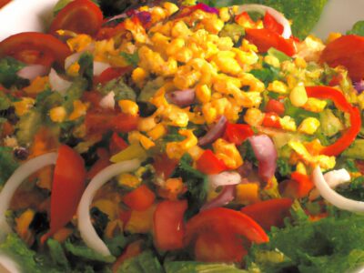 Fiesta Salad Delight: A Colorful Combination of Fresh Vegetables and Tangy Dressing!