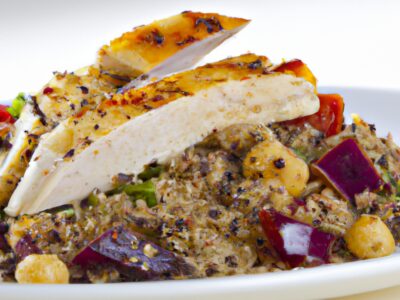 Healthy and Flavorful Mediterranean Quinoa Salad with Grilled Chicken