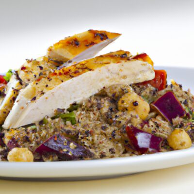 Healthy and Flavorful Mediterranean Quinoa Salad with Grilled Chicken