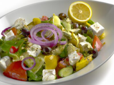 Fresh and Flavorful: A Wholesome Greek Salad with Tangy Lemon Dressing