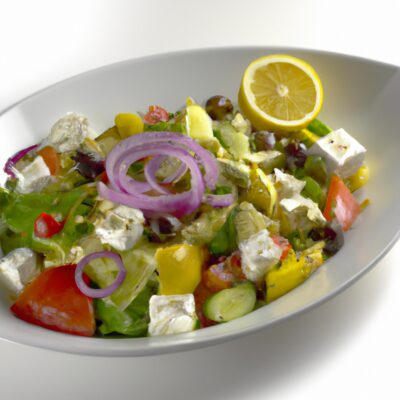 Fresh and Flavorful: A Wholesome Greek Salad with Tangy Lemon Dressing