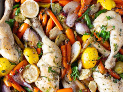 Delicious and Healthy One-Pan Lemon Garlic Herb Chicken with Roasted Vegetables