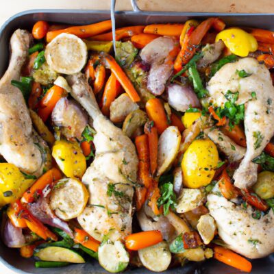 Delicious and Healthy One-Pan Lemon Garlic Herb Chicken with Roasted Vegetables