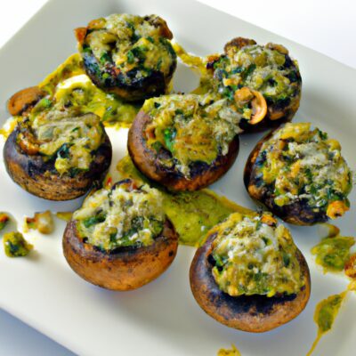 Delight Your Taste Buds with Our Irresistible Pesto Stuffed Mushrooms!