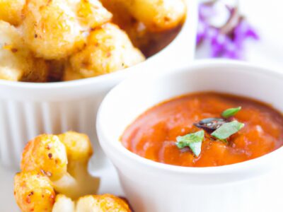 Crispy Cauliflower Bites with Spicy Sriracha Dipping Sauce