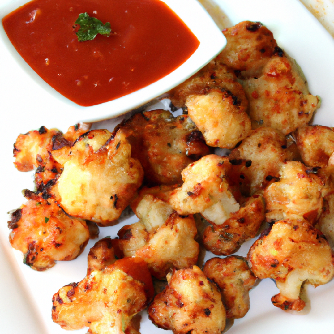 Crispy Cauliflower Bites with Spicy Sriracha Dipping Sauce