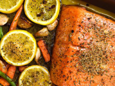 Easy, Healthy and Delicious One-Pan Lemon Garlic Salmon with Roasted Veggies