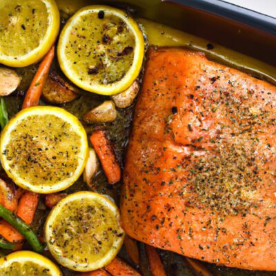 Easy, Healthy and Delicious One-Pan Lemon Garlic Salmon with Roasted Veggies