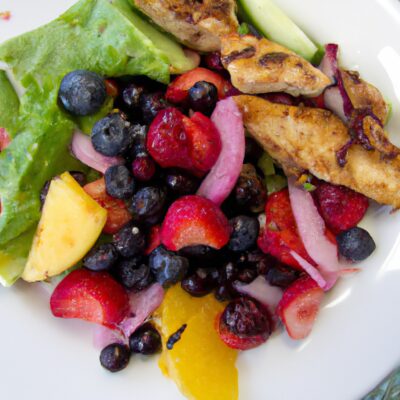 Refreshing Summer Salad with Grilled Chicken and Fresh Berries