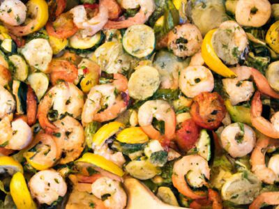 Healthy One-Pan Dinner: Lemon Garlic Shrimp with Roasted Vegetables